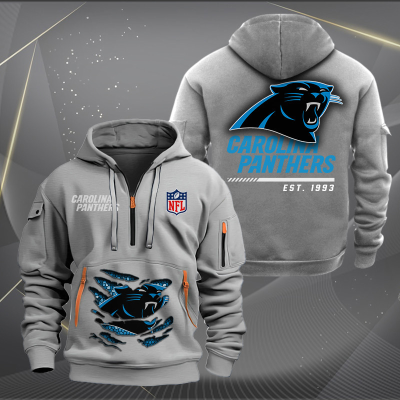 Carolina Panthers New Personalized Quarter Zip Hoodie AZBTQZH000099 - Famjoys Carolina Panthers New Personalized Quarter Zip Hoodie AZBTQZH000099 - Famjoys