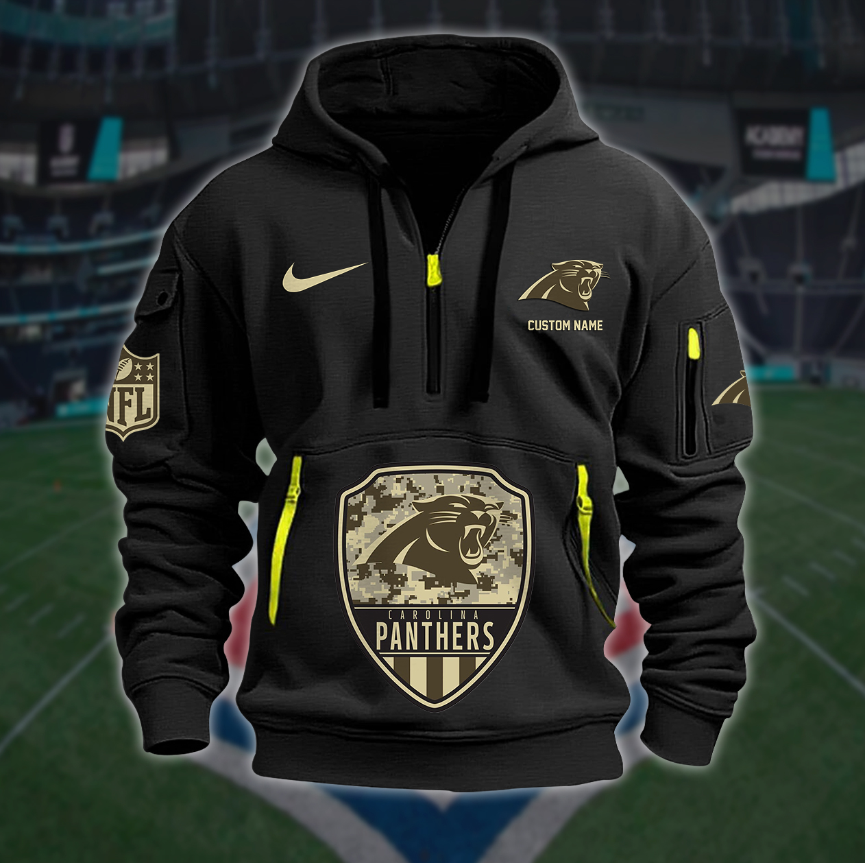 Carolina Panthers New Personalized Quarter Zip Hoodie AZBTQZH000192 - Famjoys Carolina Panthers New Personalized Quarter Zip Hoodie AZBTQZH000192 - Famjoys