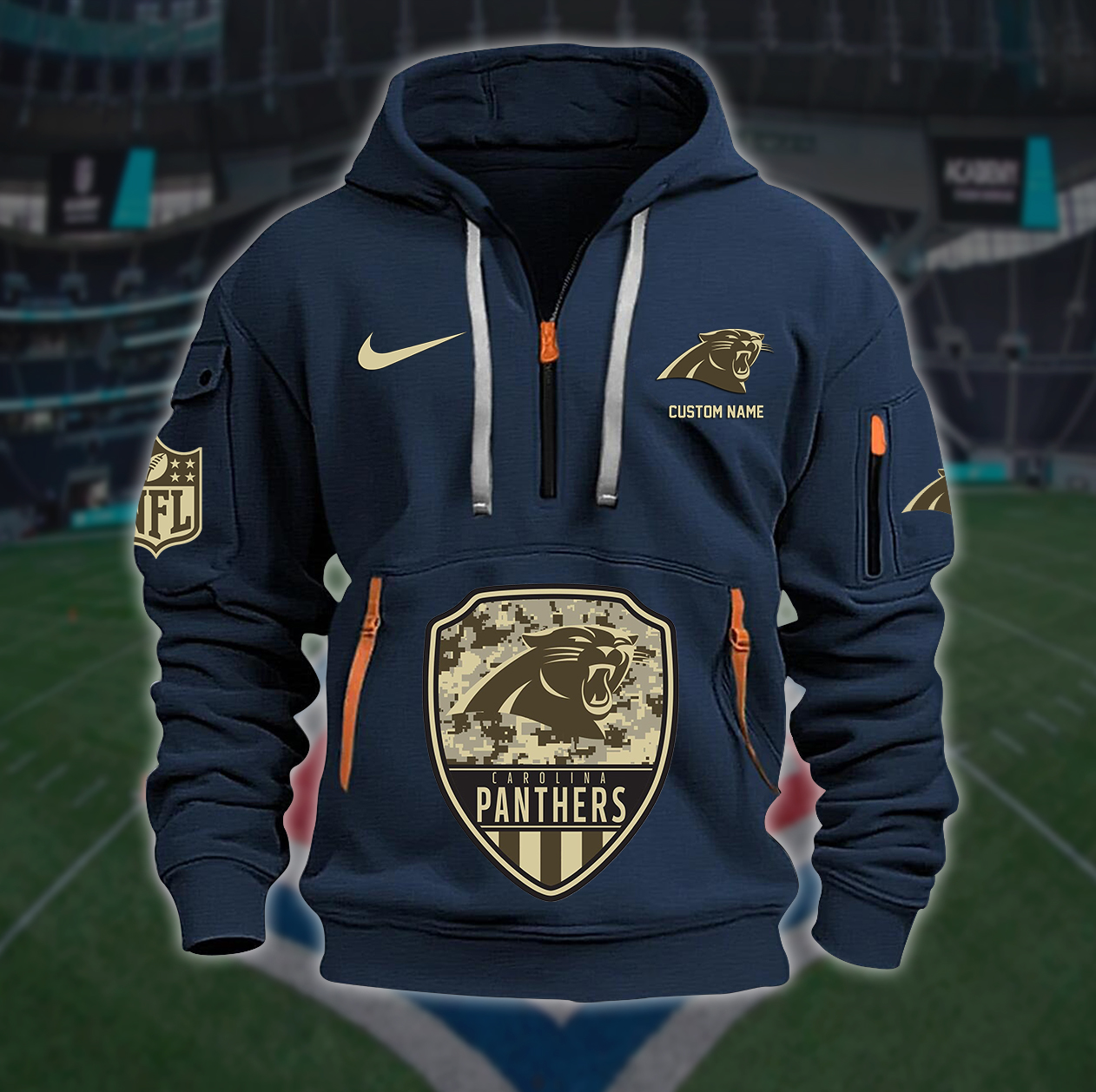 Carolina Panthers New Personalized Quarter Zip Hoodie AZBTQZH000192 - Famjoys Carolina Panthers New Personalized Quarter Zip Hoodie AZBTQZH000192 - Famjoys