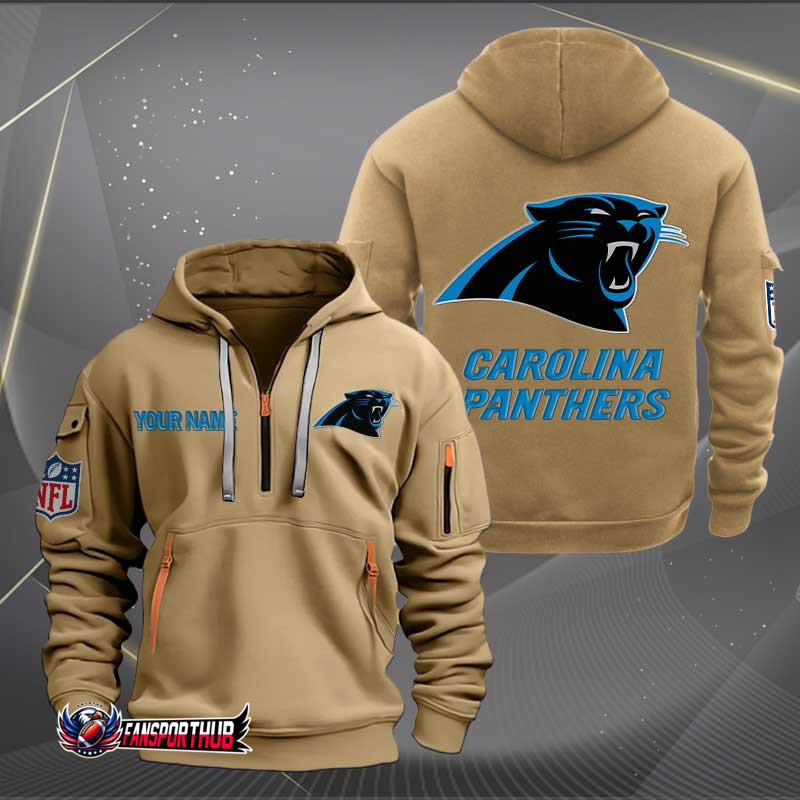 Carolina Panthers New Personalized Quarter Zip Hoodie AZBTQZH000212 - Famjoys Carolina Panthers New Personalized Quarter Zip Hoodie AZBTQZH000212 - Famjoys