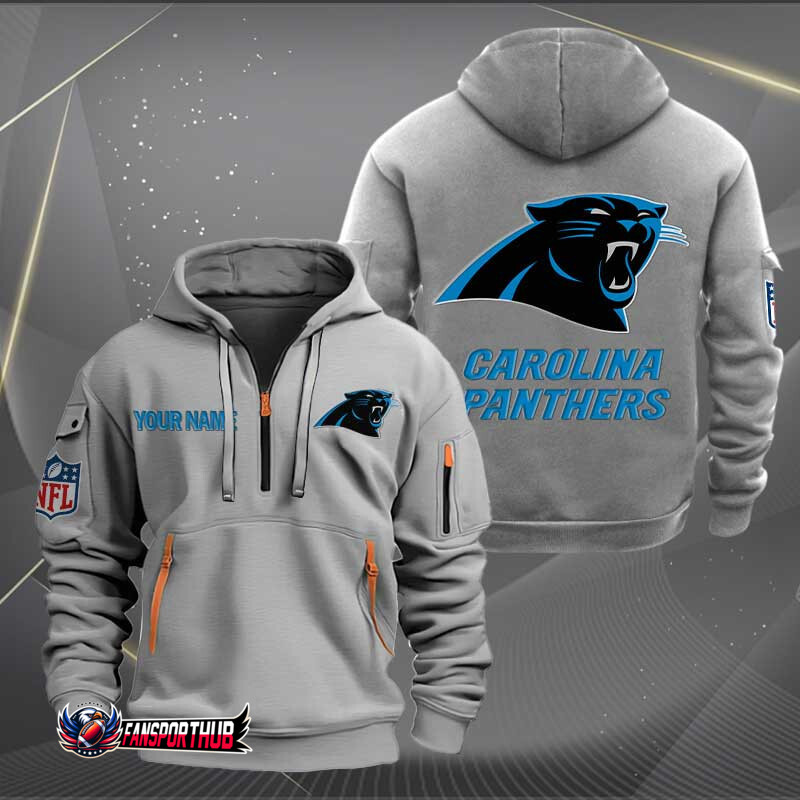 Carolina Panthers New Personalized Quarter Zip Hoodie AZBTQZH000212 - Famjoys Carolina Panthers New Personalized Quarter Zip Hoodie AZBTQZH000212 - Famjoys