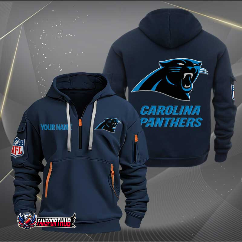 Carolina Panthers New Personalized Quarter Zip Hoodie AZBTQZH000212 - Famjoys Carolina Panthers New Personalized Quarter Zip Hoodie AZBTQZH000212 - Famjoys
