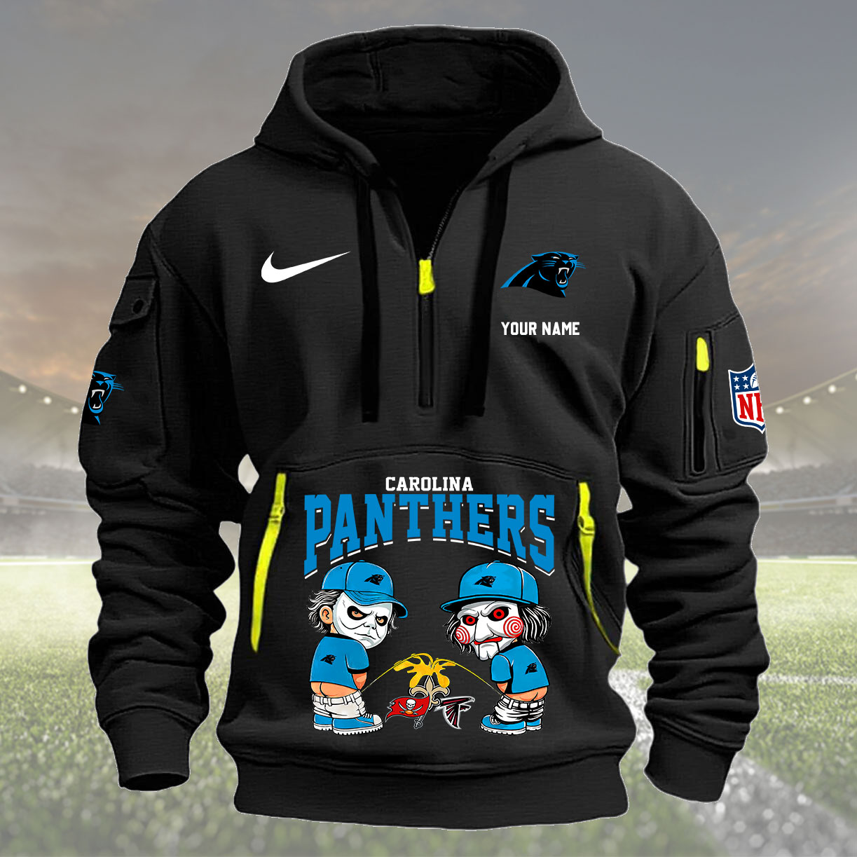 Carolina Panthers Personalized Quarter Zip Hoodie New Collection AZBTQZH000278 - Famjoys Carolina Panthers Personalized Quarter Zip Hoodie New Collection AZBTQZH000278 - Famjoys