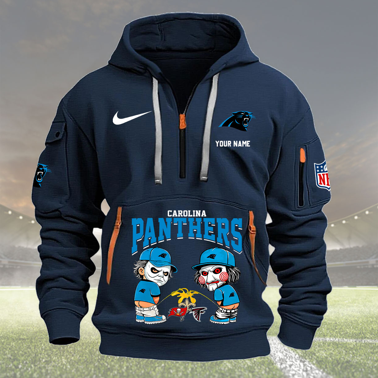 Carolina Panthers Personalized Quarter Zip Hoodie New Collection AZBTQZH000278 - Famjoys Carolina Panthers Personalized Quarter Zip Hoodie New Collection AZBTQZH000278 - Famjoys