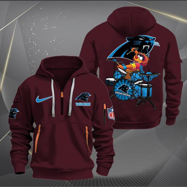 Carolina Panthers Premium Personalized Quarter Zip Hoodie AZBTCQZH000005 - Famjoys Carolina Panthers Premium Personalized Quarter Zip Hoodie AZBTCQZH000005 - Famjoys