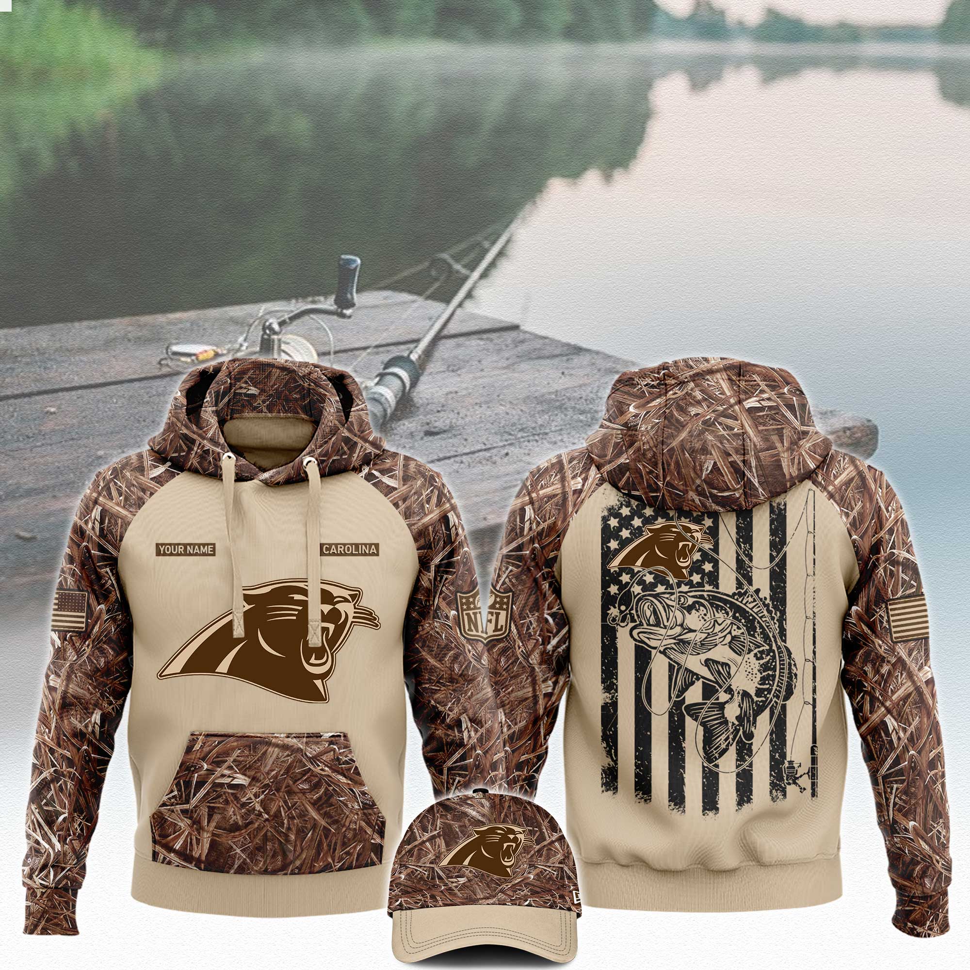Carolina Panthers x Fishing Hoodie V3 - Famjoys Carolina Panthers x Fishing Hoodie V3 - Famjoys