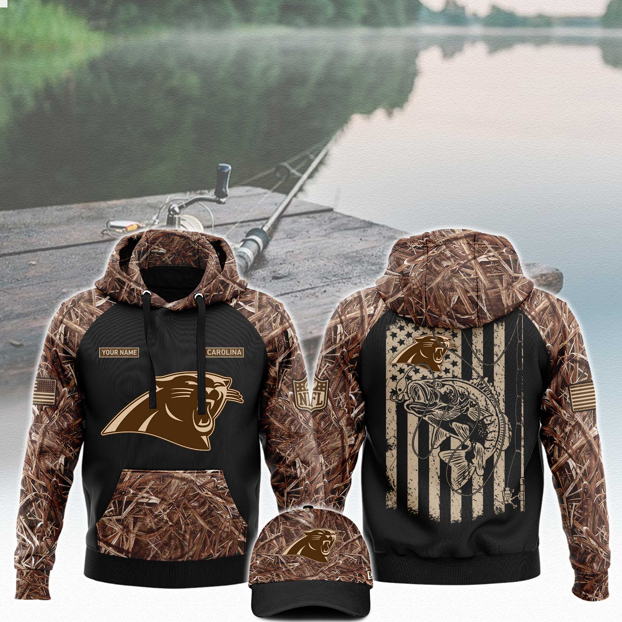 Carolina Panthers x Fishing Hoodie V3 - Famjoys Carolina Panthers x Fishing Hoodie V3 - Famjoys