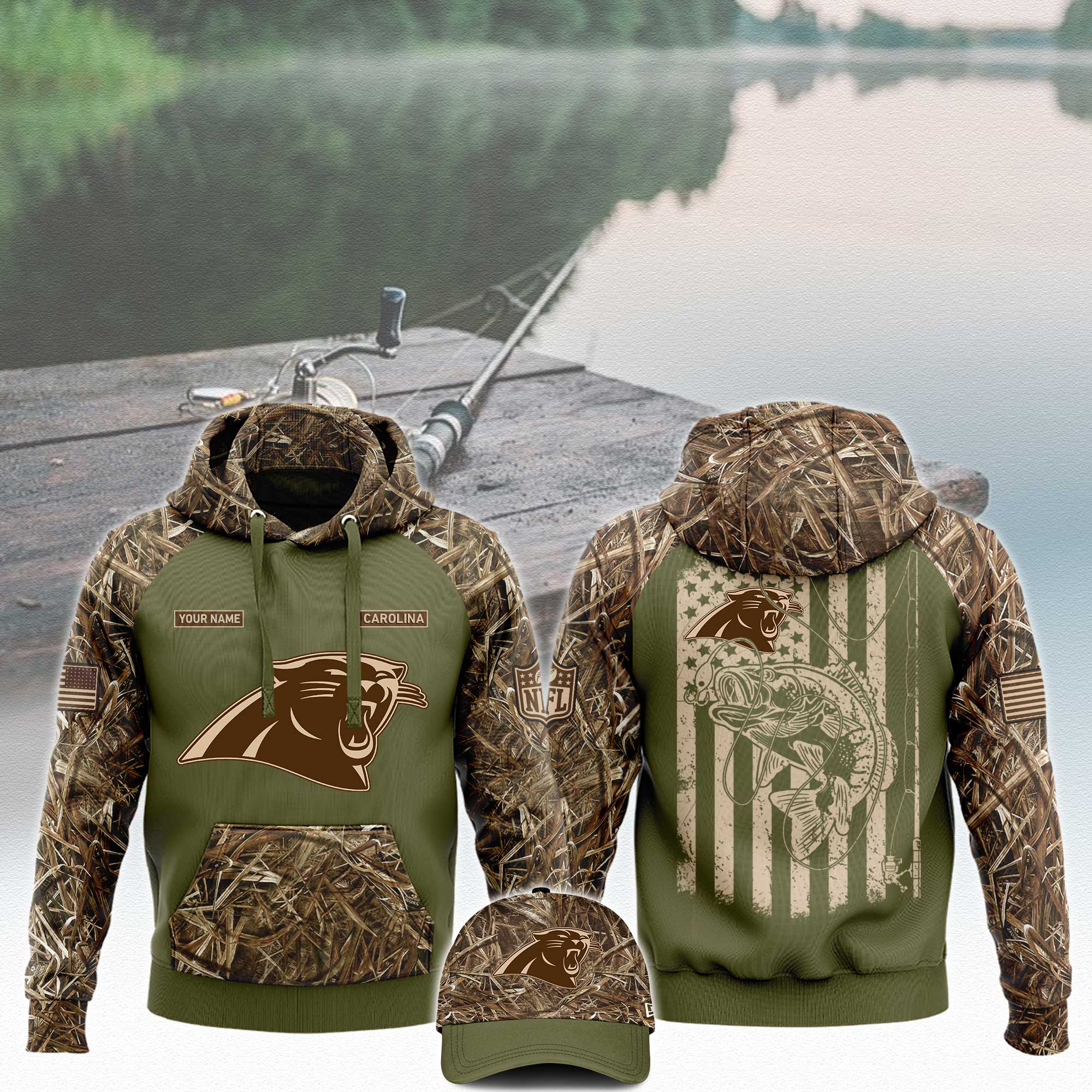 Carolina Panthers x Fishing Hoodie V3 - Famjoys Carolina Panthers x Fishing Hoodie V3 - Famjoys