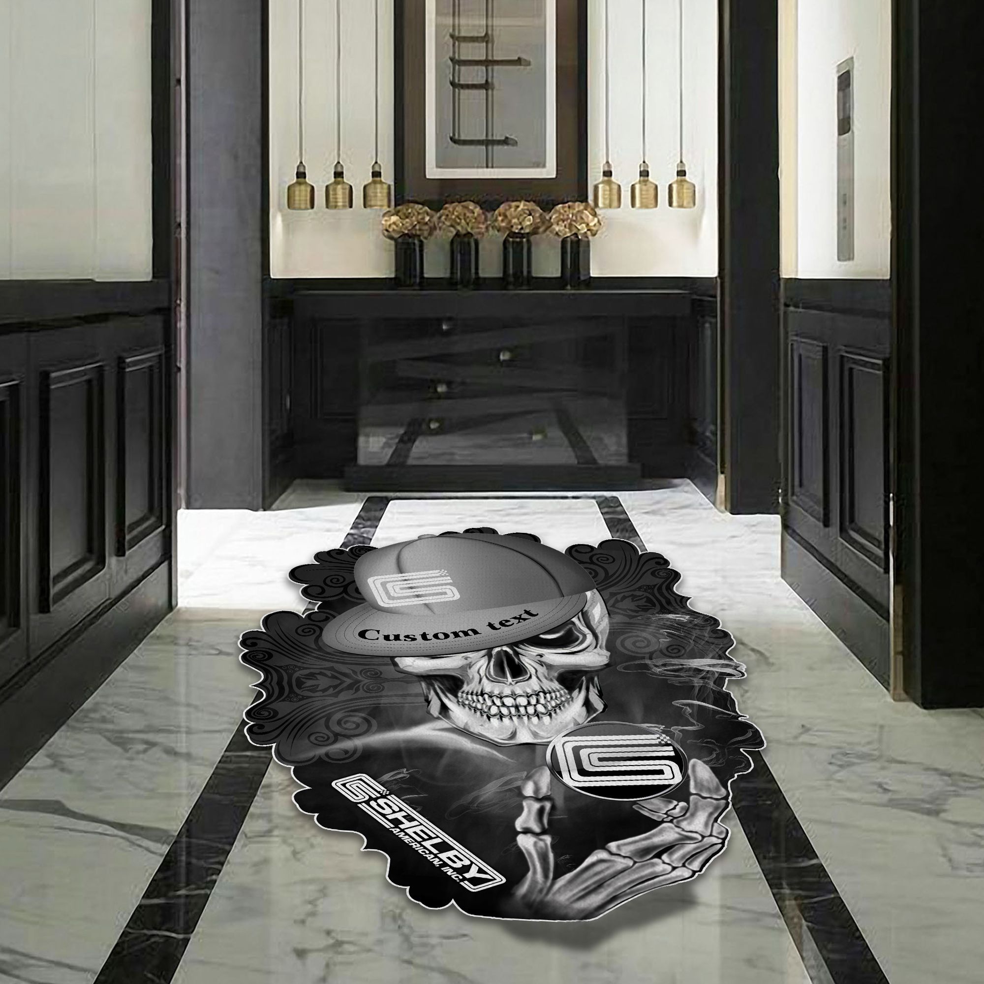 Carroll Shelby Skull Shaped Luxurious Doormat, Rug Home Decor, Custom name - Famjoys Carroll Shelby Skull Shaped Luxurious Doormat, Rug Home Decor, Custom name - Famjoys