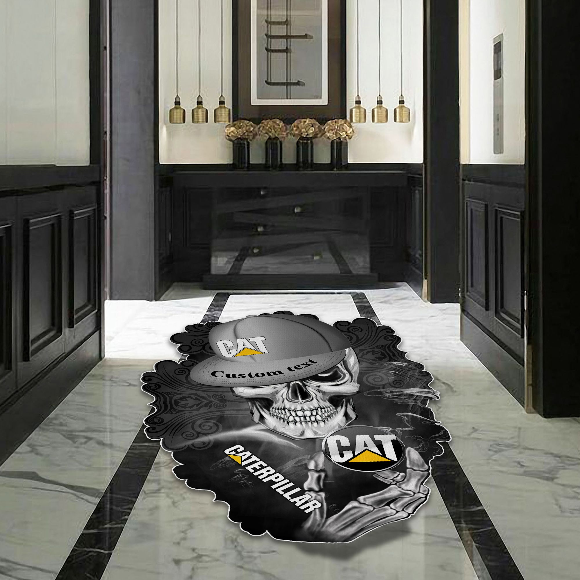 Caterpillar Inc Skull Shaped Luxurious Doormat, Rug Home Decor, Custom name - Famjoys Caterpillar Inc Skull Shaped Luxurious Doormat, Rug Home Decor, Custom name - Famjoys