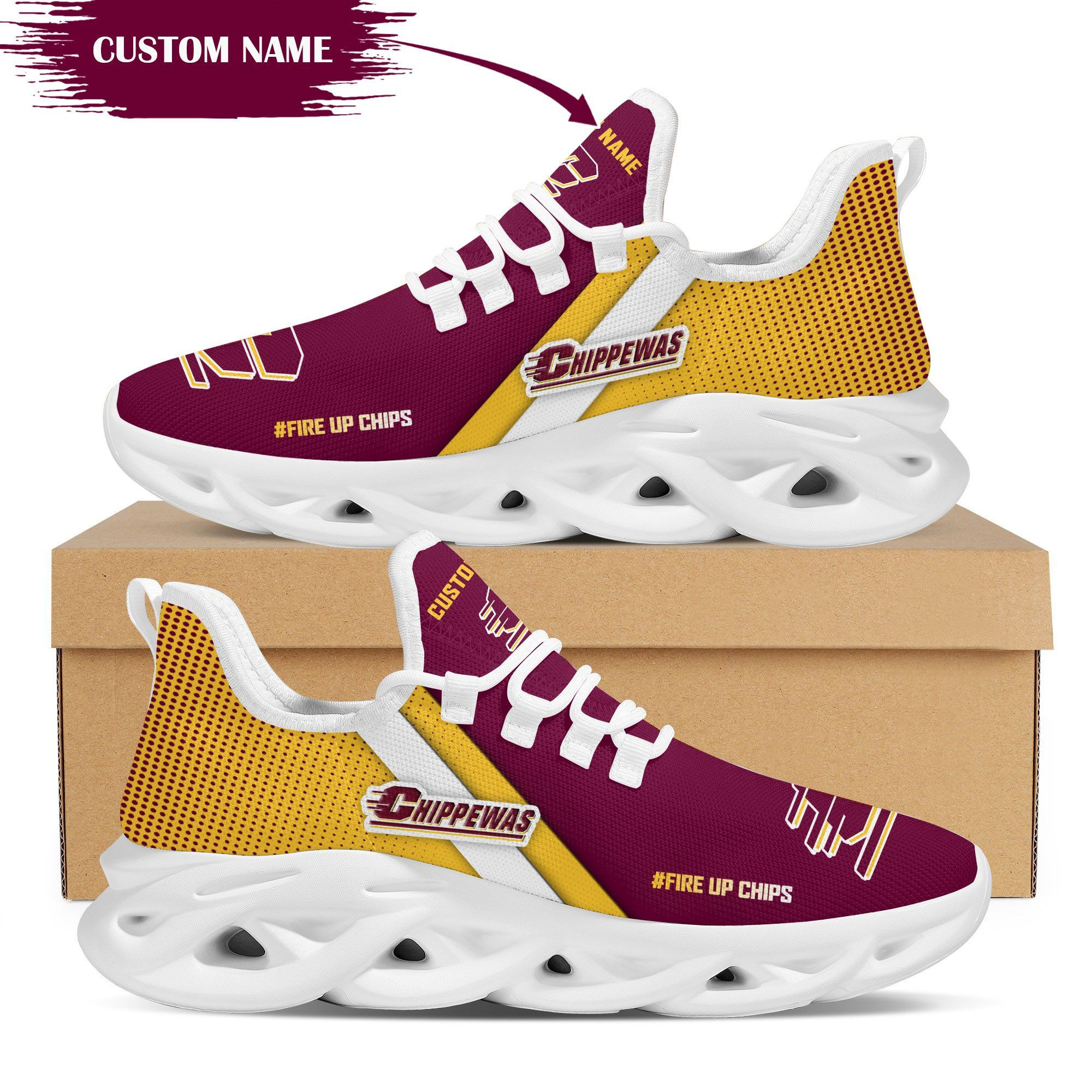 Central Michigan Chippewas Custom Personalized Max Soul Sneakers Shoes - Famjoys Central Michigan Chippewas Custom Personalized Max Soul Sneakers Shoes - Famjoys
