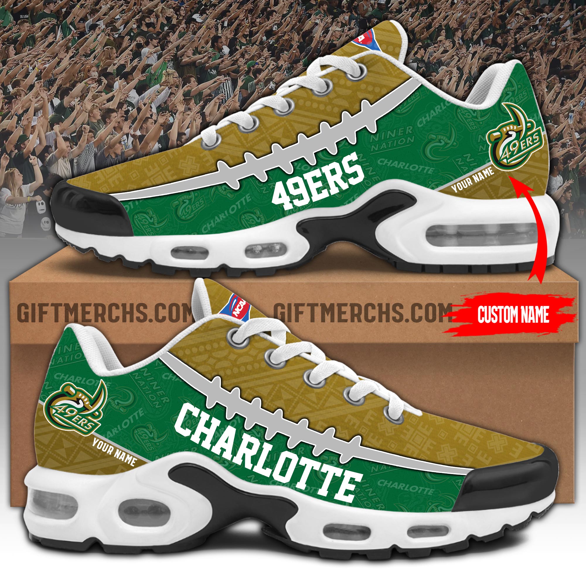 Charlotte 49ers Personalized Shoes - Famjoys Charlotte 49ers Personalized Shoes - Famjoys