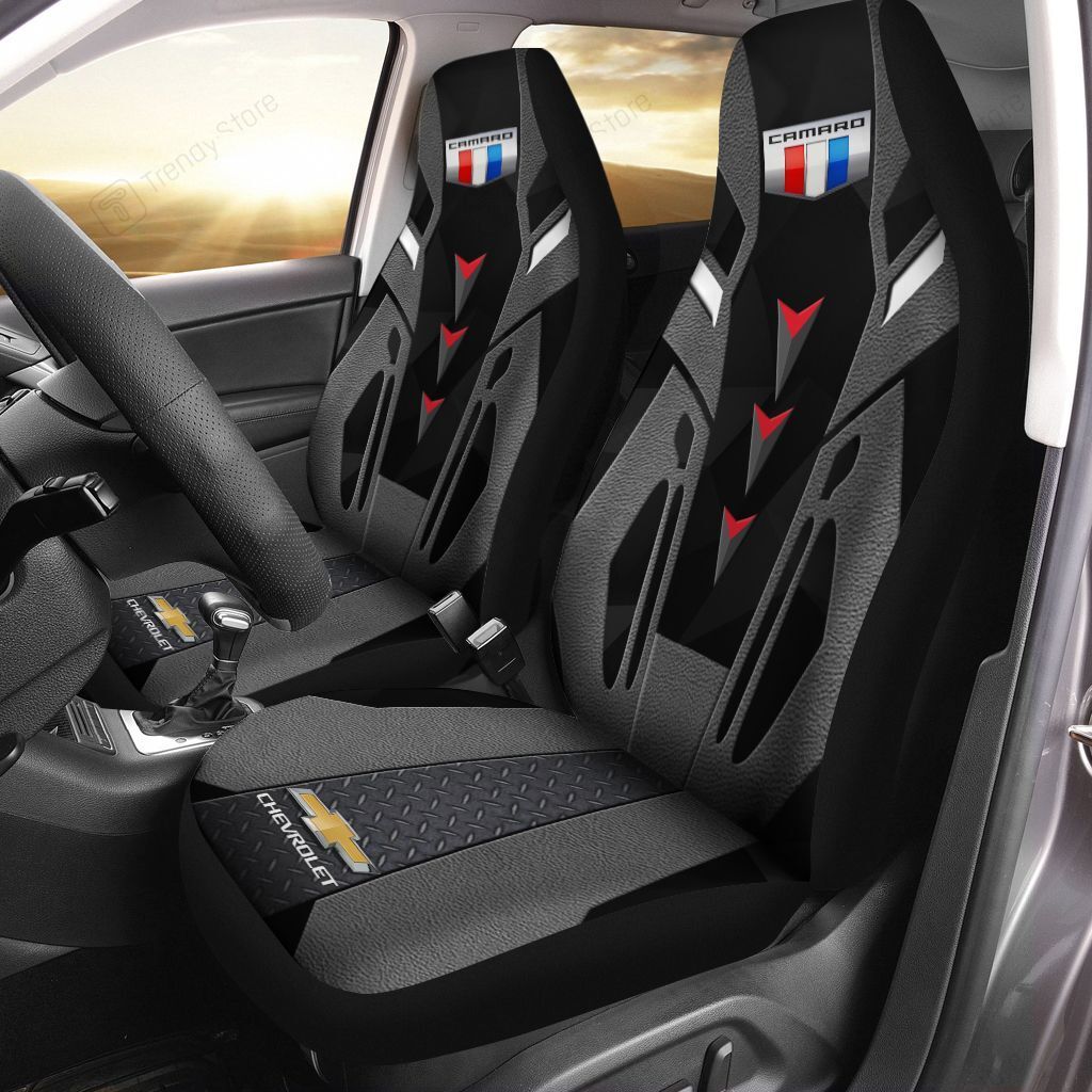 Chevrolet Camaro Car Seat Cover (Set Of 2) Ver1 (Dark Grey) - Famjoys