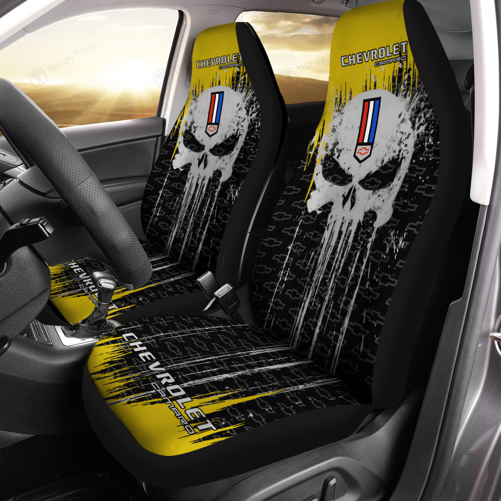 Chevrolet Camaro Car Seat Cover (Set Of 2) Ver3 (Yellow) - Famjoys