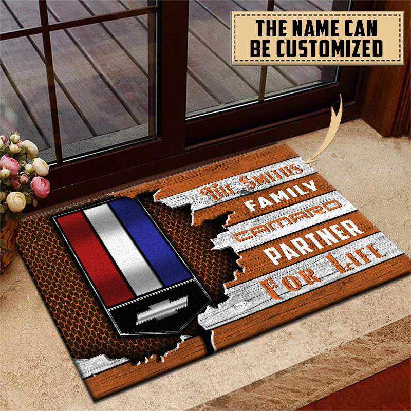 Chevrolet Camaro Doormat Custom Name, Multicolor - Famjoys Chevrolet Camaro Doormat Custom Name, Multicolor - Famjoys
