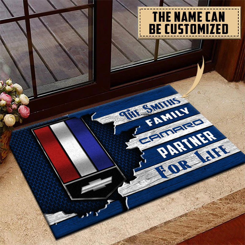 Chevrolet Camaro Doormat Custom Name, Multicolor - Famjoys Chevrolet Camaro Doormat Custom Name, Multicolor - Famjoys