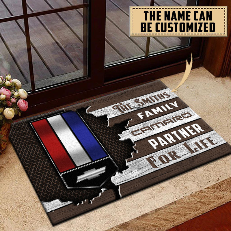 Chevrolet Camaro Doormat Custom Name, Multicolor - Famjoys Chevrolet Camaro Doormat Custom Name, Multicolor - Famjoys