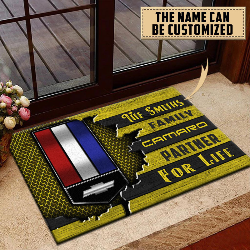Chevrolet Camaro Doormat Custom Name, Multicolor - Famjoys Chevrolet Camaro Doormat Custom Name, Multicolor - Famjoys