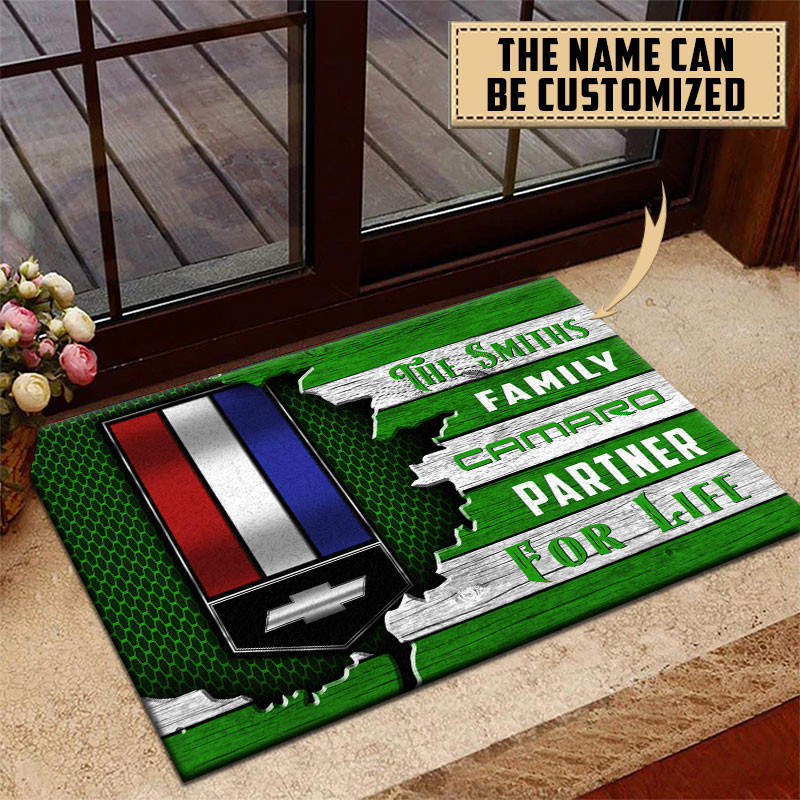 Chevrolet Camaro Doormat Custom Name, Multicolor - Famjoys Chevrolet Camaro Doormat Custom Name, Multicolor - Famjoys