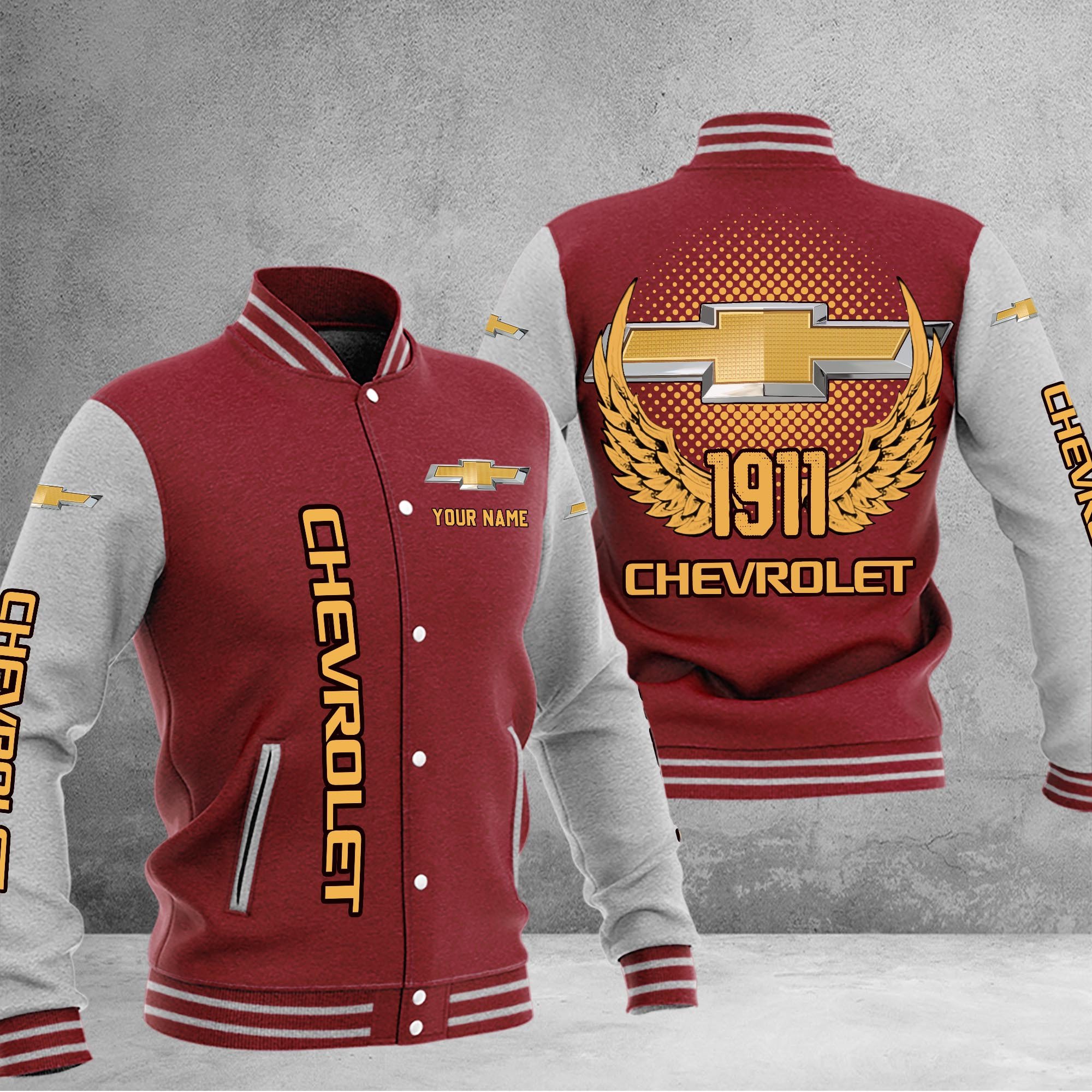 Chevrolet DMHJ1028 Baseball Jacket Multicolor - Famjoys Chevrolet DMHJ1028 Baseball Jacket Multicolor - Famjoys