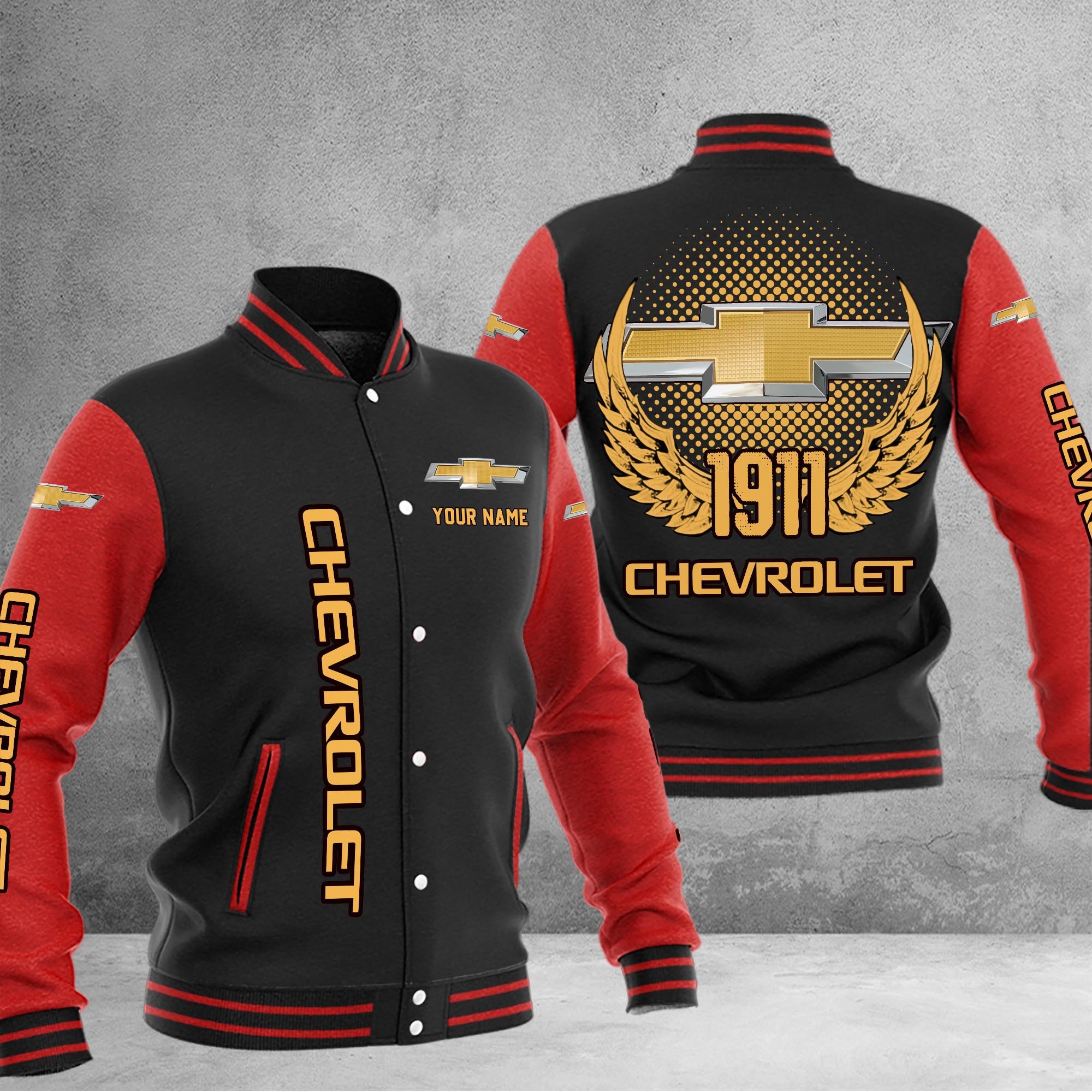 Chevrolet DMHJ1028 Baseball Jacket Multicolor - Famjoys Chevrolet DMHJ1028 Baseball Jacket Multicolor - Famjoys
