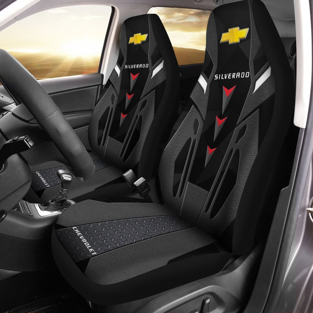Chevrolet Silverado  Car Seat Cover (Set of 2) Ver3 (Grey) - Famjoys