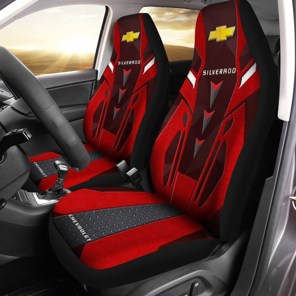 Chevrolet Silverado  Car Seat Cover (Set of 2) Ver3 (Red) - Famjoys