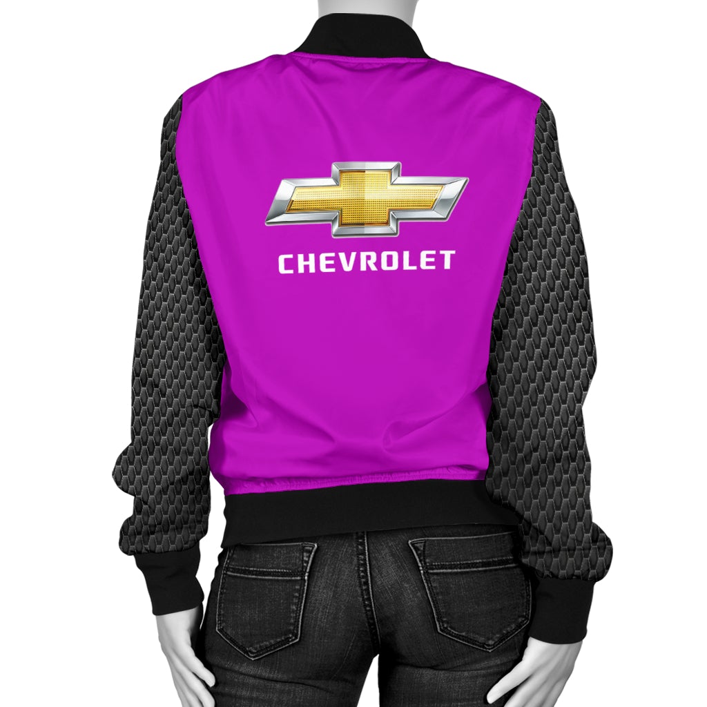 Chevy Women's Bomber Jacket Pink - Famjoys Chevy Women's Bomber Jacket Pink - Famjoys