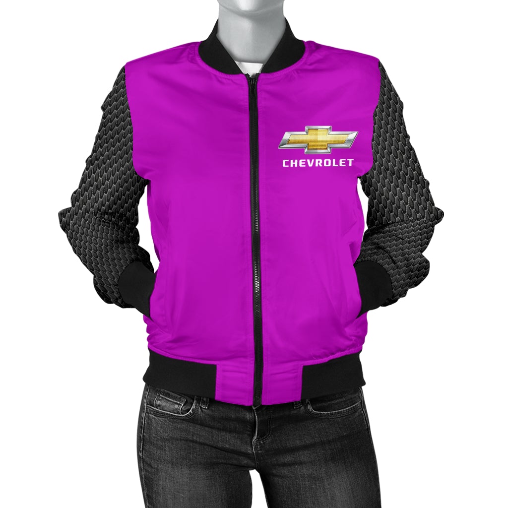 Chevy Women's Bomber Jacket Pink - Famjoys Chevy Women's Bomber Jacket Pink - Famjoys