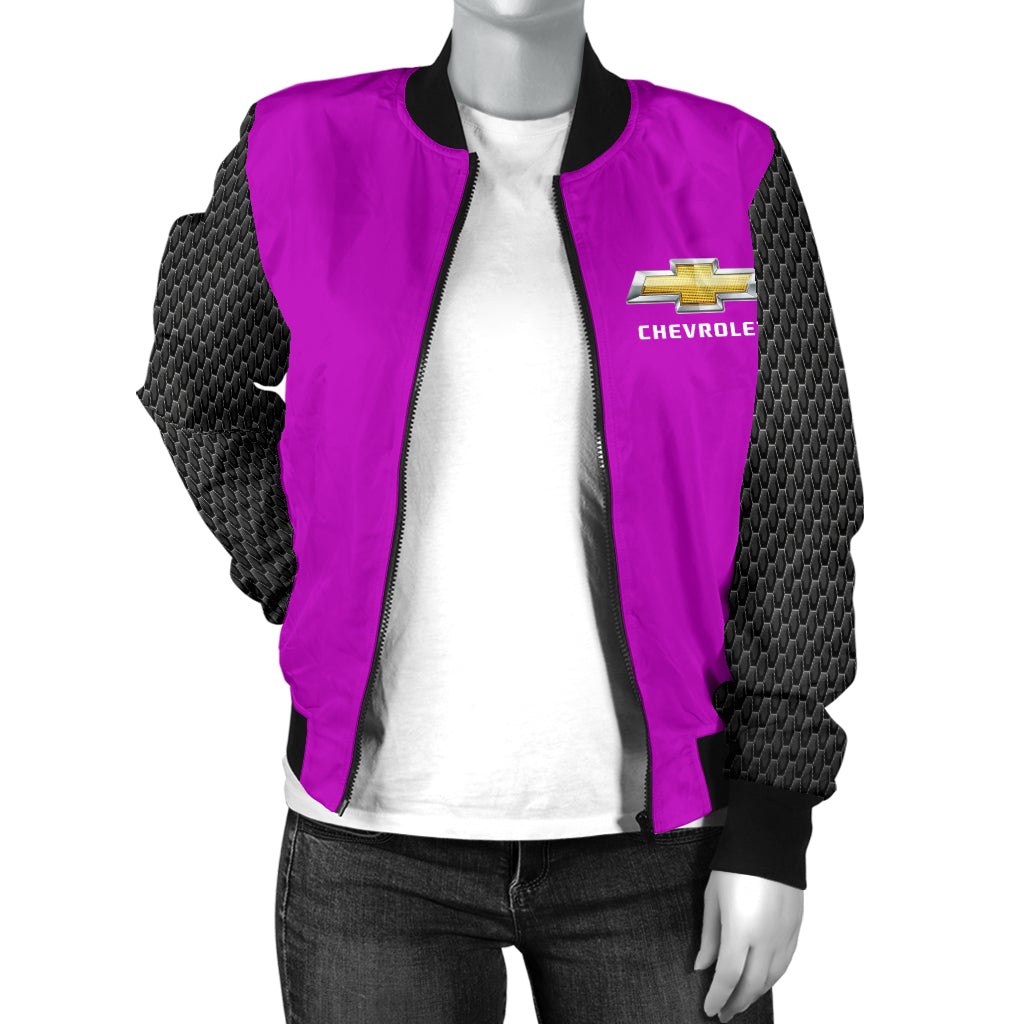 Chevy Women's Bomber Jacket Pink - Famjoys Chevy Women's Bomber Jacket Pink - Famjoys
