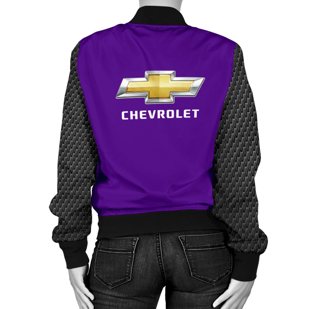 Chevy Women's Bomber Jacket Purple - Famjoys Chevy Women's Bomber Jacket Purple - Famjoys