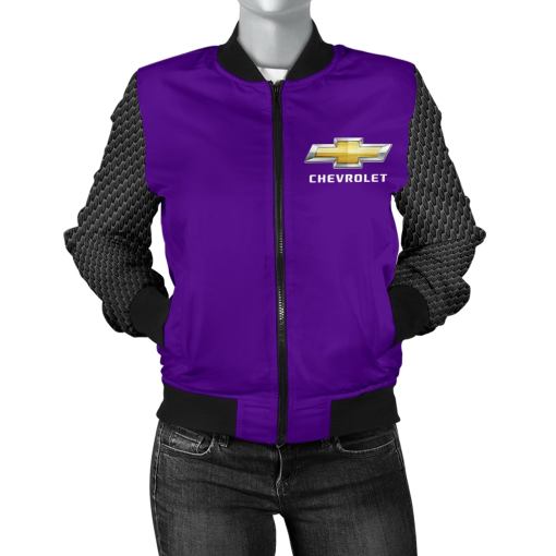 Chevy Women's Bomber Jacket Purple - Famjoys Chevy Women's Bomber Jacket Purple - Famjoys
