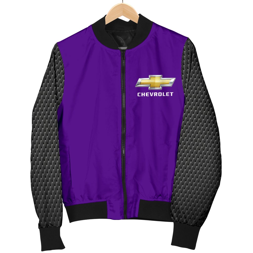 Chevy Women's Bomber Jacket Purple - Famjoys Chevy Women's Bomber Jacket Purple - Famjoys