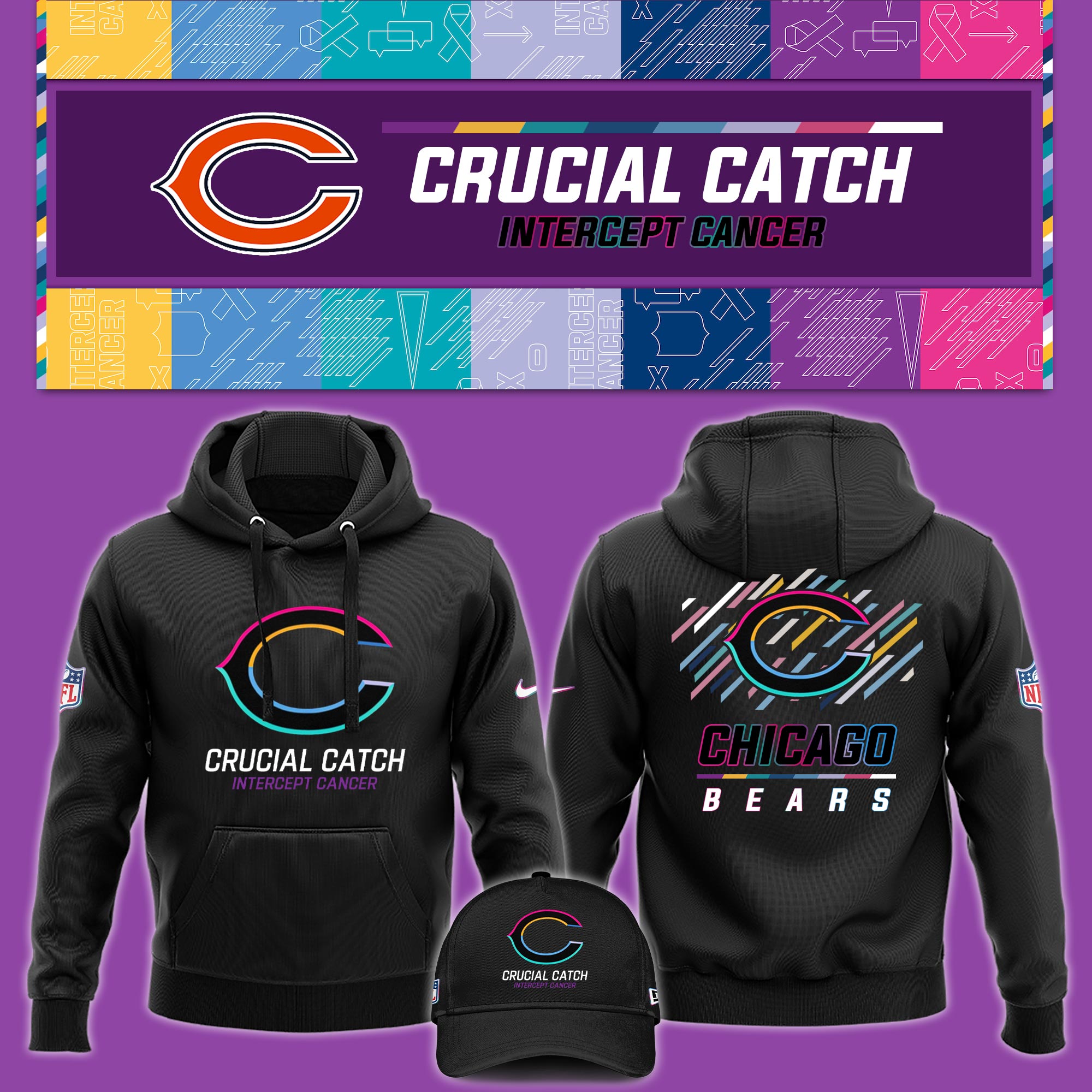 Chicago Bear Crucial Catch Hoodie - Famjoys Chicago Bear Crucial Catch Hoodie - Famjoys