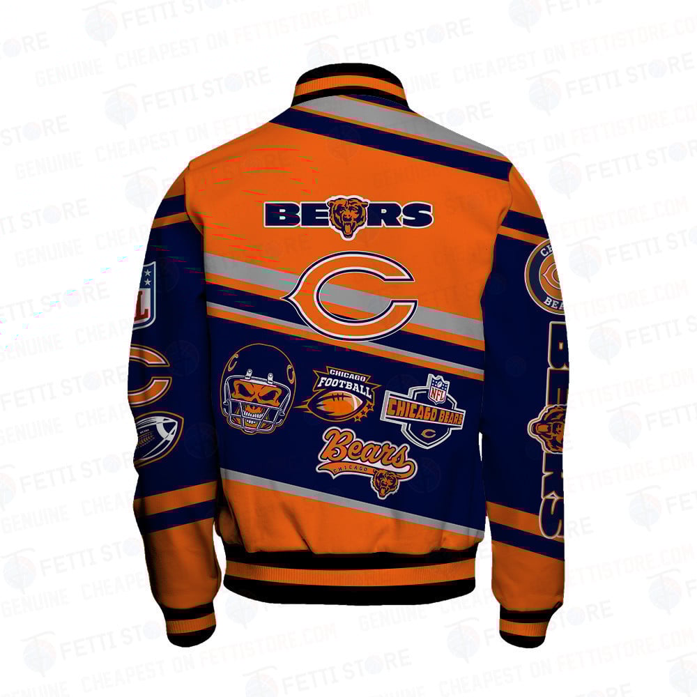 Chicago Bears American Football League Pattern Varsity Jacket - Famjoys Chicago Bears American Football League Pattern Varsity Jacket - Famjoys