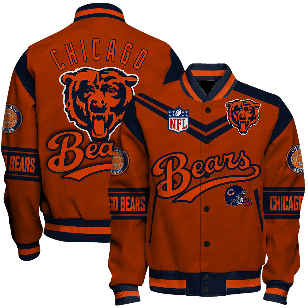 Chicago Bears American Football League Pattern Varsity Jacket SH1 V2 - Famjoys Chicago Bears American Football League Pattern Varsity Jacket SH1 V2 - Famjoys