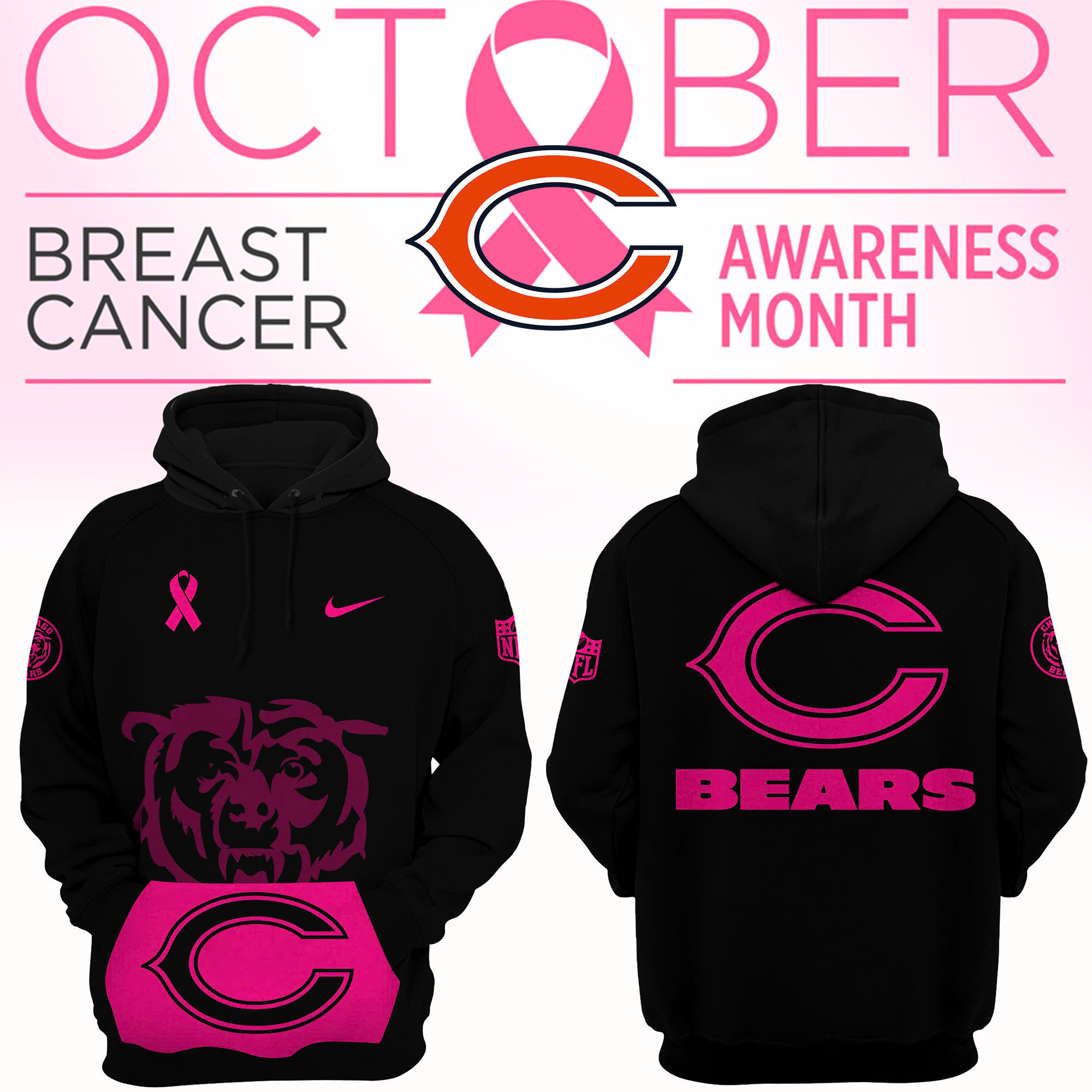 Chicago Bears Crucial Catch Club Pullover Hoodie - Famjoys Chicago Bears Crucial Catch Club Pullover Hoodie - Famjoys