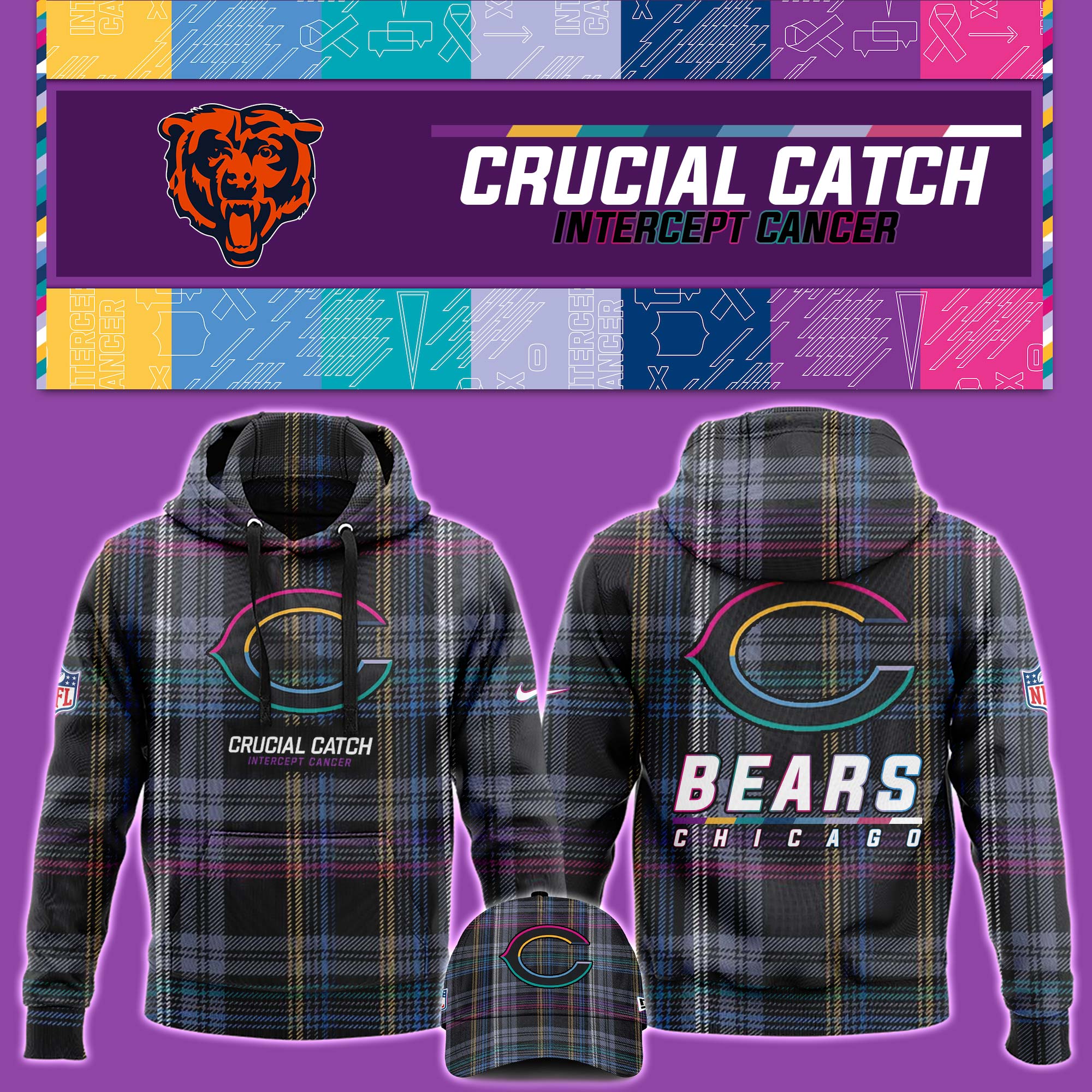 Chicago Bears Crucial Catch Hoodie V2 - Famjoys Chicago Bears Crucial Catch Hoodie V2 - Famjoys