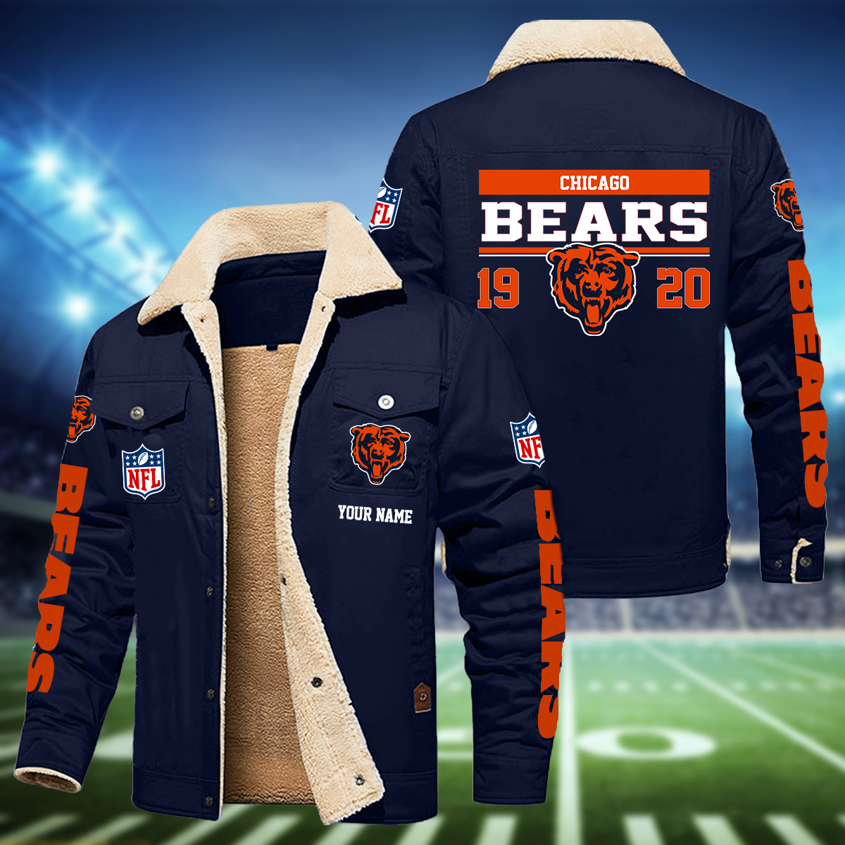 Chicago Bears H111 Fleece Jacket SP11122306ID06DS09 - Famjoys Chicago Bears H111 Fleece Jacket SP11122306ID06DS09 - Famjoys