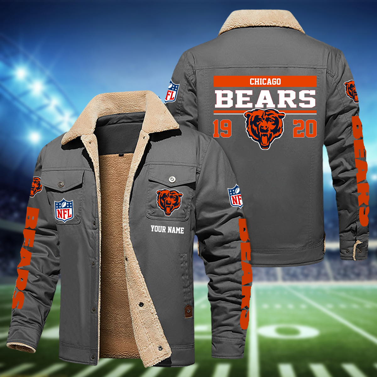 Chicago Bears H111 Fleece Jacket SP11122306ID06DS09 - Famjoys Chicago Bears H111 Fleece Jacket SP11122306ID06DS09 - Famjoys