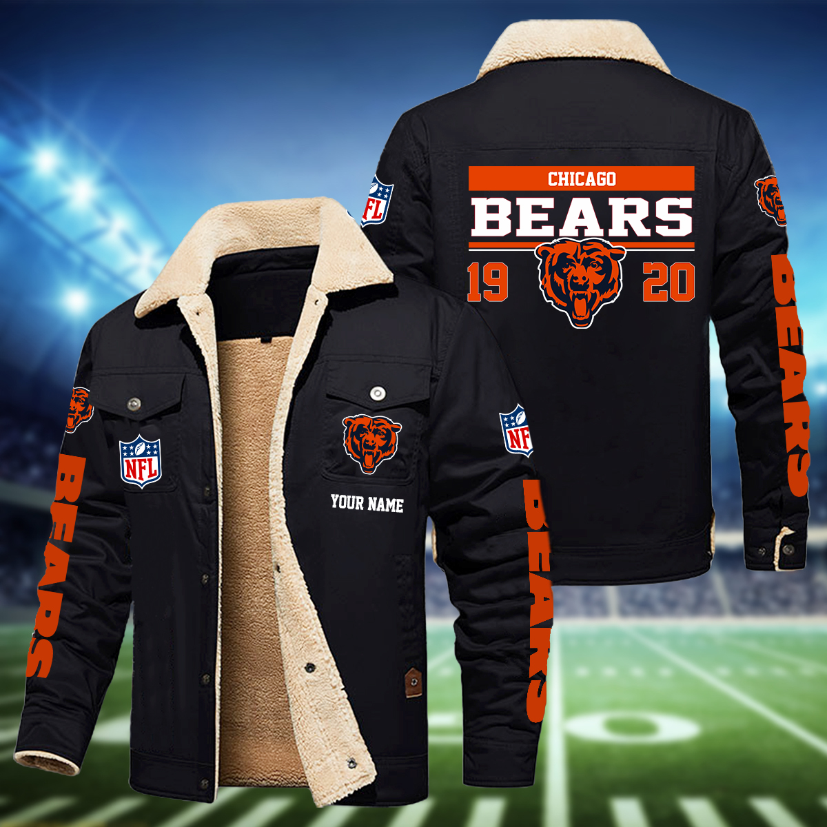 Chicago Bears H111 Fleece Jacket SP11122306ID06DS09 - Famjoys Chicago Bears H111 Fleece Jacket SP11122306ID06DS09 - Famjoys
