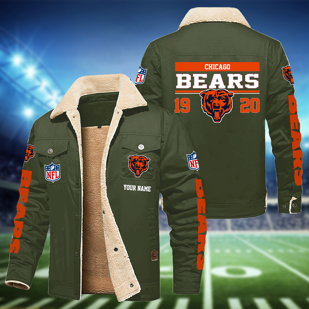 Chicago Bears H111 Fleece Jacket SP11122306ID06DS09 - Famjoys Chicago Bears H111 Fleece Jacket SP11122306ID06DS09 - Famjoys