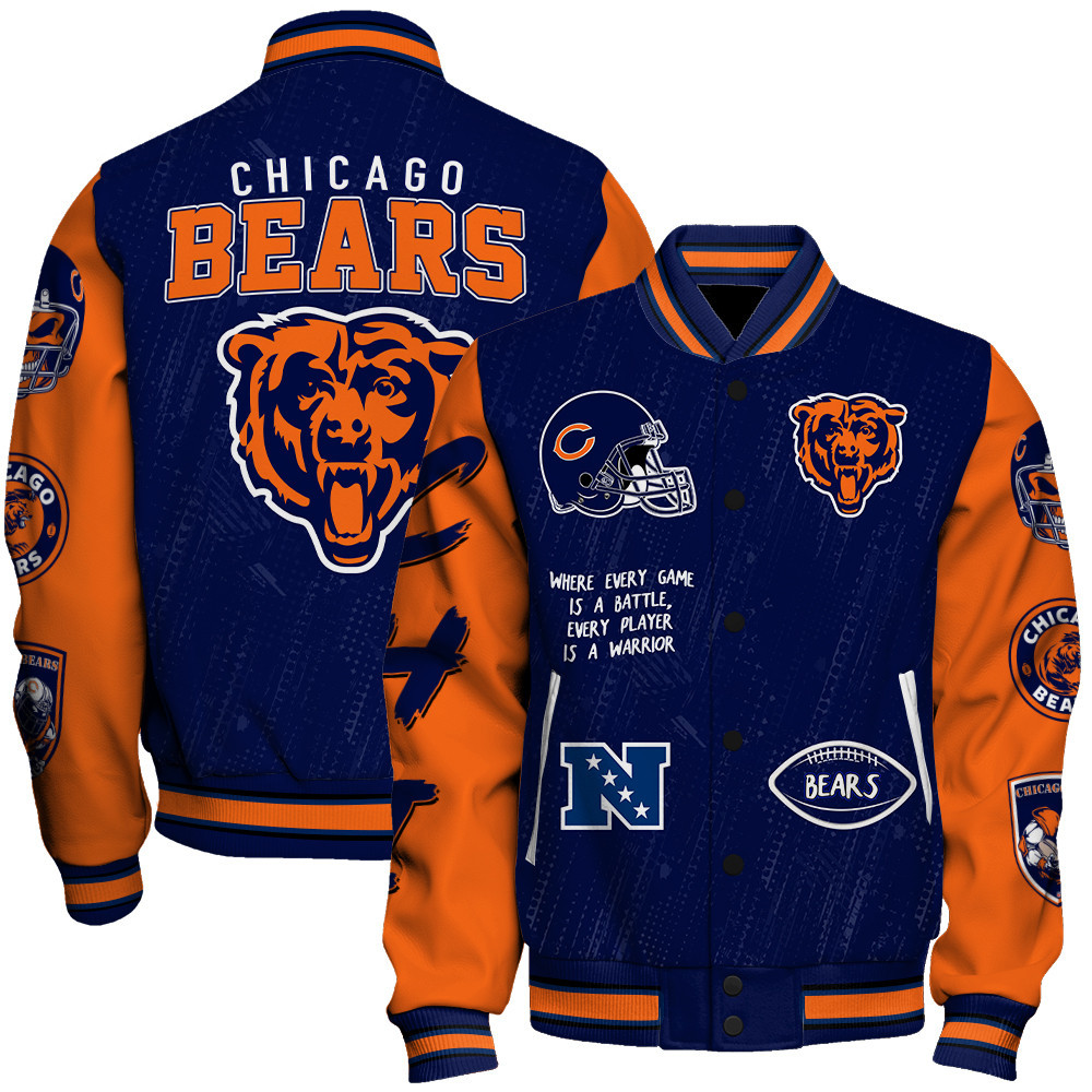 Chicago Bears National Football League Conquer Every Field Unisex Varsity Jacket - Famjoys Chicago Bears National Football League Conquer Every Field Unisex Varsity Jacket - Famjoys
