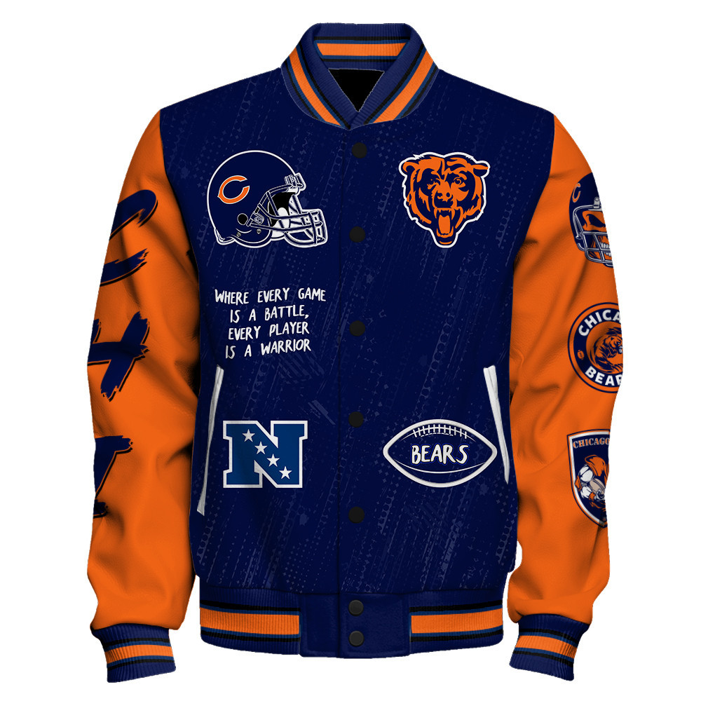 Chicago Bears National Football League Conquer Every Field Unisex Varsity Jacket - Famjoys Chicago Bears National Football League Conquer Every Field Unisex Varsity Jacket - Famjoys