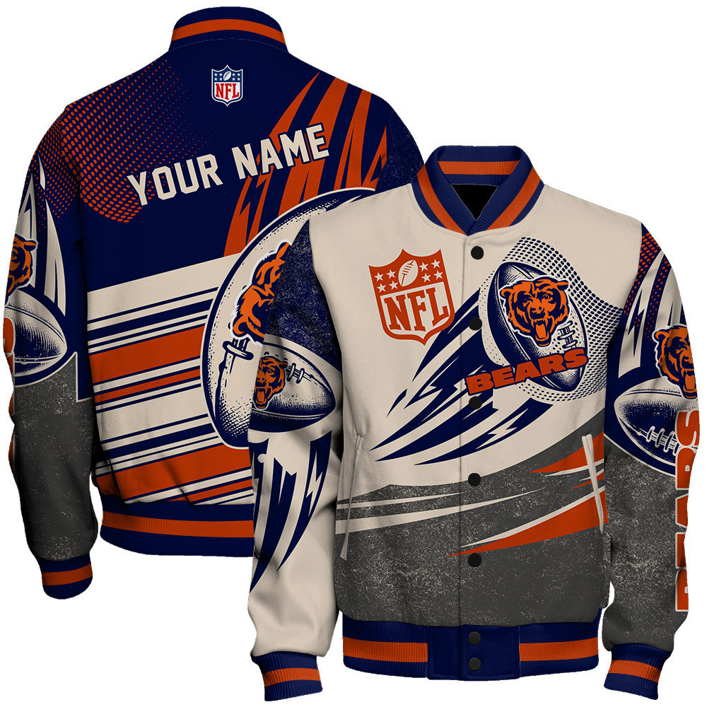 Chicago Bears - National Football League Customized AOP Varsity Jacket V10 - Famjoys Chicago Bears - National Football League Customized AOP Varsity Jacket V10 - Famjoys