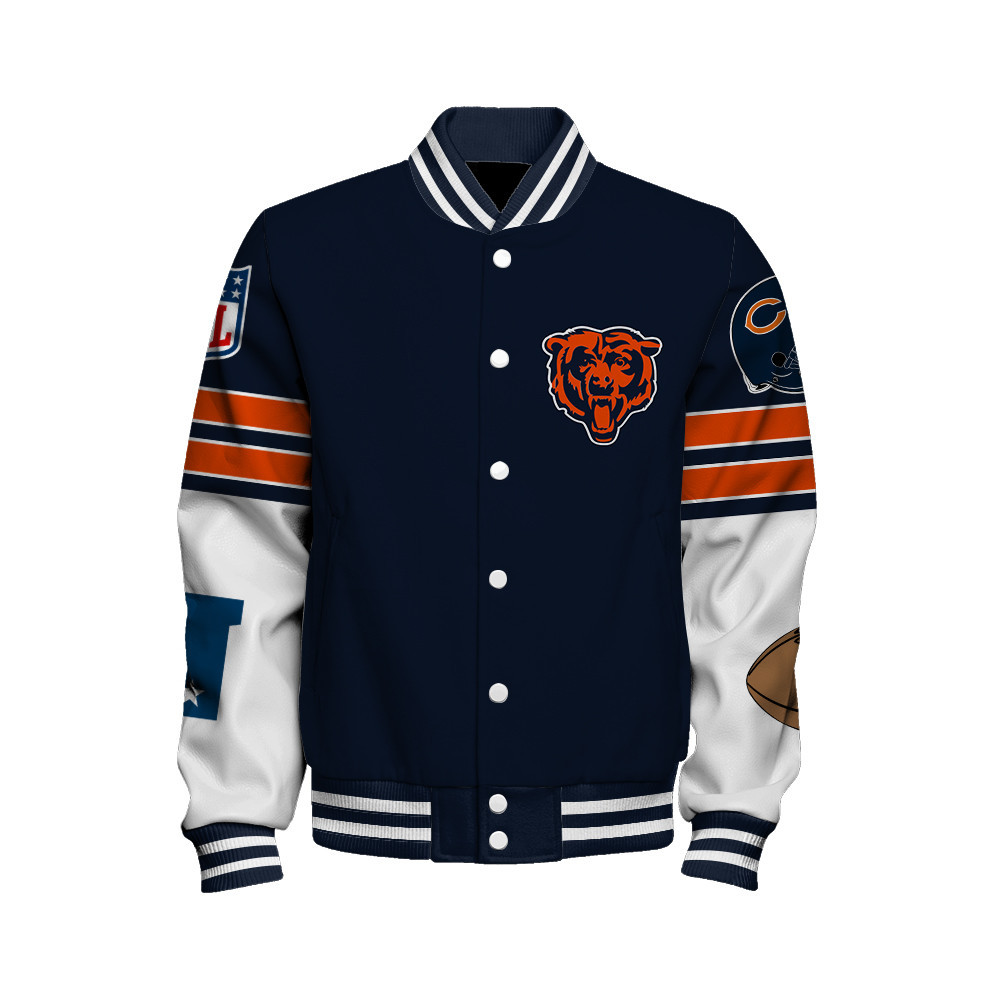 Chicago Bears National Football League Feel The Power Unisex Varsity Jacket - Famjoys Chicago Bears National Football League Feel The Power Unisex Varsity Jacket - Famjoys