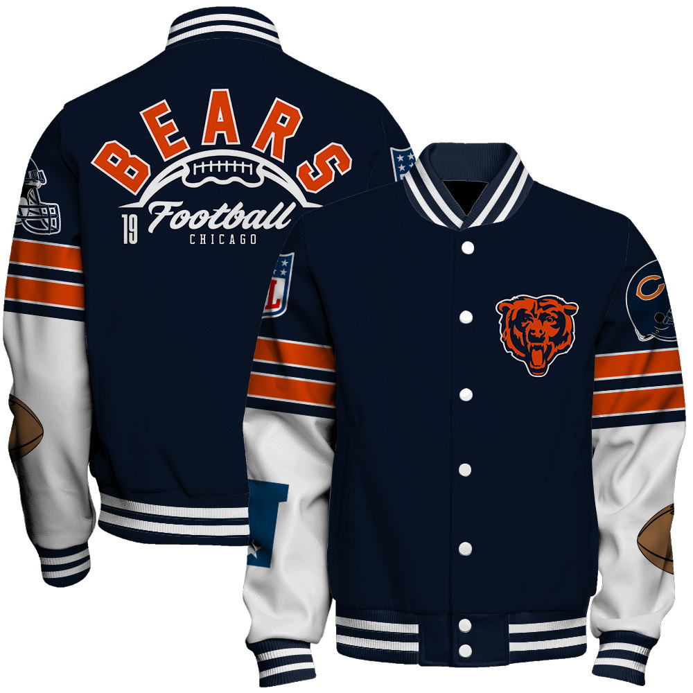 Chicago Bears National Football League Feel The Power Unisex Varsity Jacket - Famjoys Chicago Bears National Football League Feel The Power Unisex Varsity Jacket - Famjoys