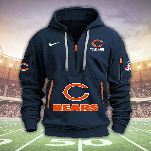 Chicago Bears New Personalized Quarter Zip Hoodie AZBTQZH000029 - Famjoys Chicago Bears New Personalized Quarter Zip Hoodie AZBTQZH000029 - Famjoys