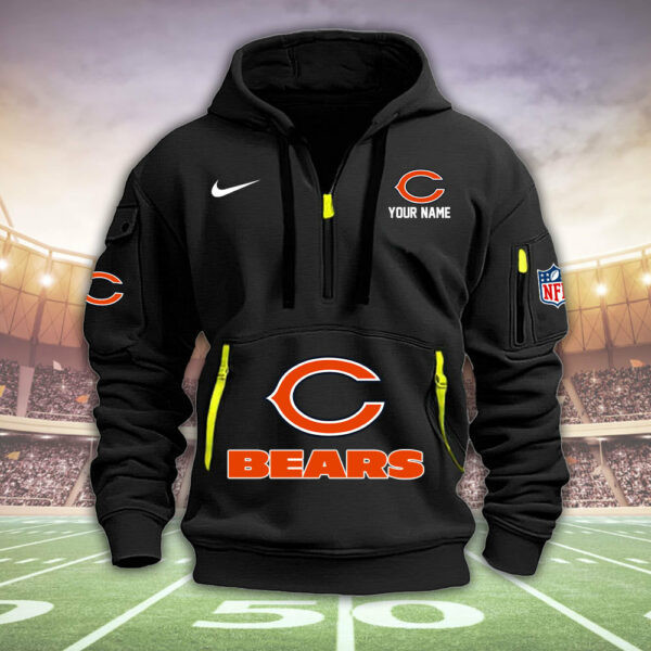 Chicago Bears New Personalized Quarter Zip Hoodie AZBTQZH000029 - Famjoys Chicago Bears New Personalized Quarter Zip Hoodie AZBTQZH000029 - Famjoys