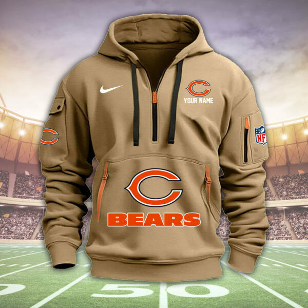 Chicago Bears New Personalized Quarter Zip Hoodie AZBTQZH000029 - Famjoys Chicago Bears New Personalized Quarter Zip Hoodie AZBTQZH000029 - Famjoys